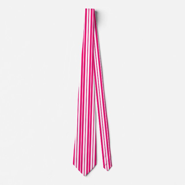 Corbata Patrón de rayas verticales rosadas blancas (Anverso)