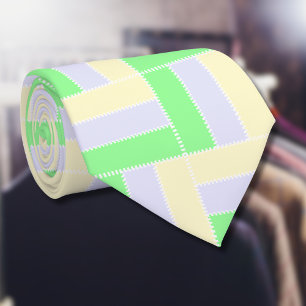 Corbata Patrón de rectángulos Pastel Líneas de puntos blan