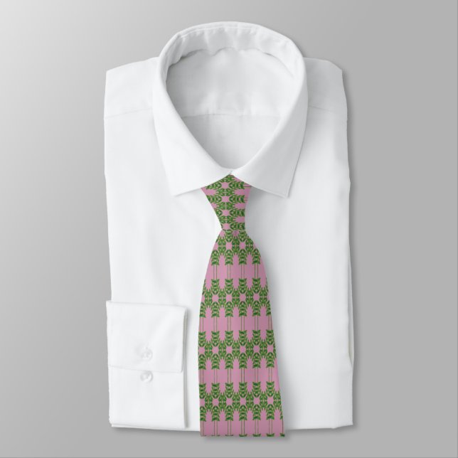 Corbata Patrón de reflejo de hoja verde (Atado)