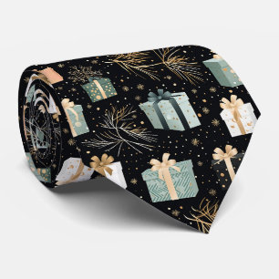 Corbata Patrón de regalos de Navidad negro festivo elegant