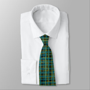 Corbata Patrón de rejilla azul y amarillo