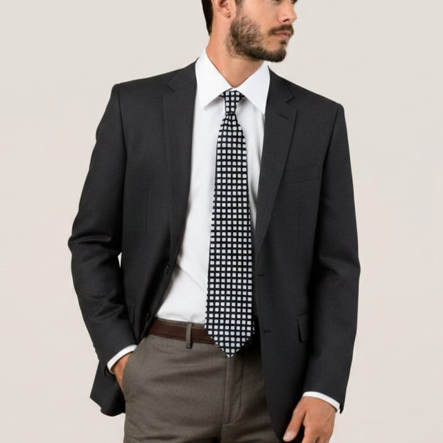 Corbata Patrón de rejilla en blanco y negro (Subido por el creador)