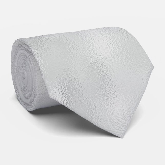 Corbata Patrón de Relieve metalizado blanco brillante (Enrollado)