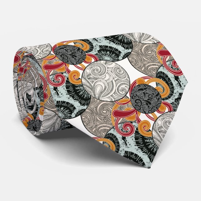 Corbata Patrón de remolino retro abstracto (Enrollado)