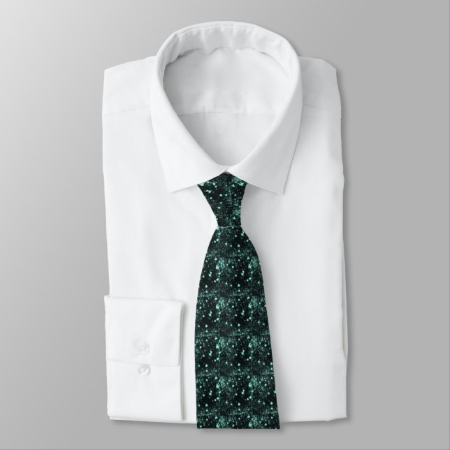 Corbata Patrón de repetición de salpicaduras de turquesa e (Atado)