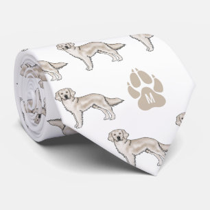 Corbata Patrón de Retriever Dorado Crema con Monograma Per