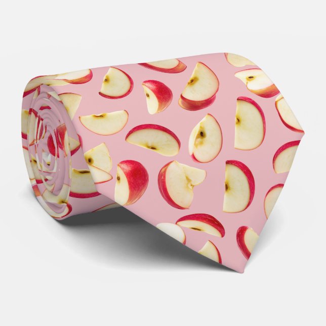 Corbata Patrón de Rodaja de Manzana Roja (Enrollado)