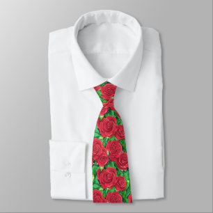 Corbata Patrón de rosa acuarela rojo / carmesí