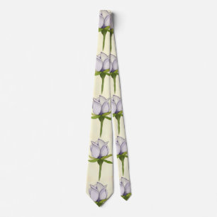 Corbata patrón de rosa blanca