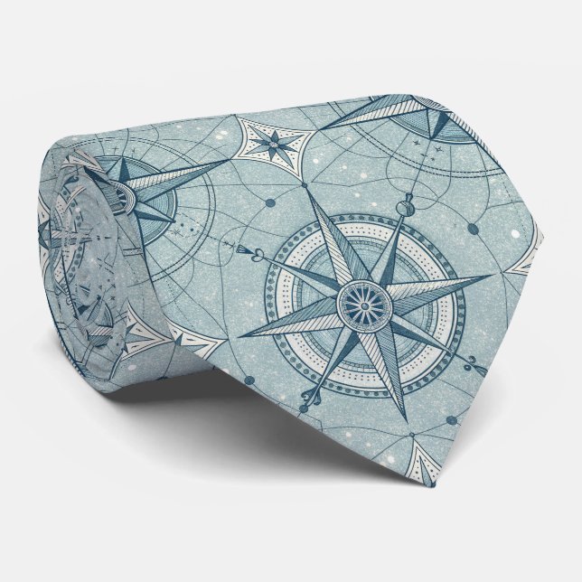 Corbata Patrón de Rosa de los Vientos de Brújula Náutica V (Enrollado)