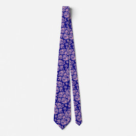 Corbata Patrón de Rosa floral azul de la Marina Rosa de Ru