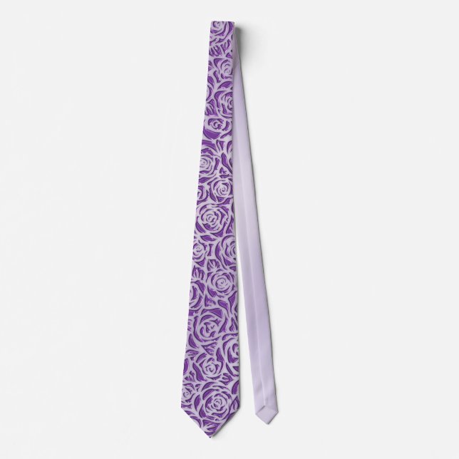 Corbata Patrón de Rosa Púrpura Suave (Anverso)