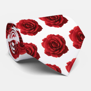 Corbata Patrón de rosa roja minimalista con gotas de agua