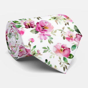 Corbata Patrón de Rosa Silvestre Acuarela
