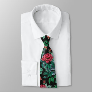 Corbata Patrón de rosa y serpiente rojo vintage