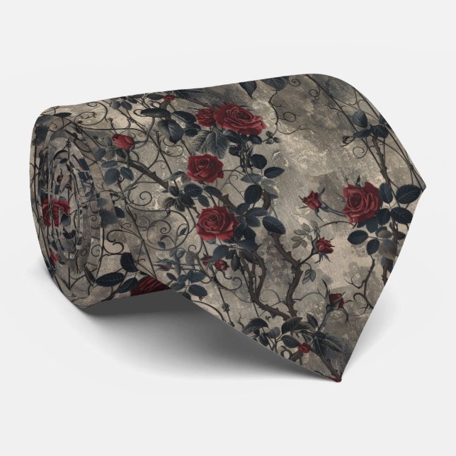 Corbata Patrón de Rosas de Jardín Gótico de Victoria (Enrollado)