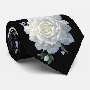 Corbata Patrón de rosas en blanco y negro