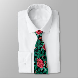 Corbata Patrón de rosas rojas vintage