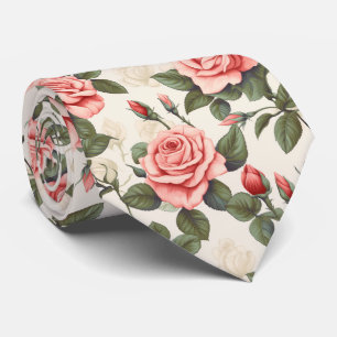 Corbata patrón de rosas rosadas