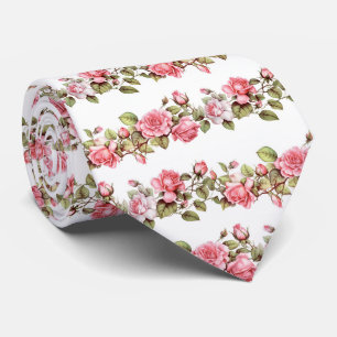 Corbata patrón de rosas rosadas