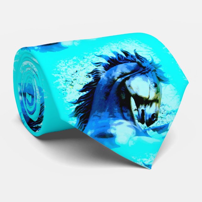 Corbata patrón de sallión azul (Enrollado)