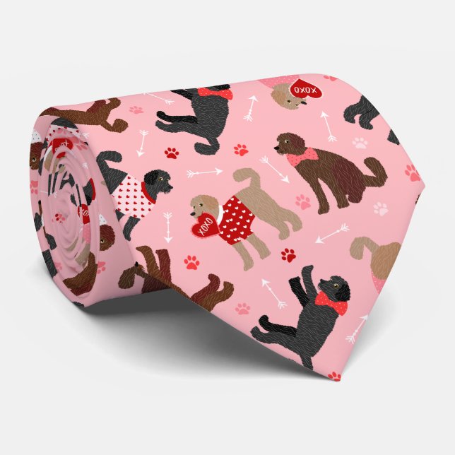 Corbata Patrón de San Valentín de Labradoodle / Goldendood (Enrollado)