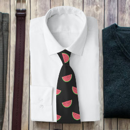 Corbata Patrón de sandía negra y rosa