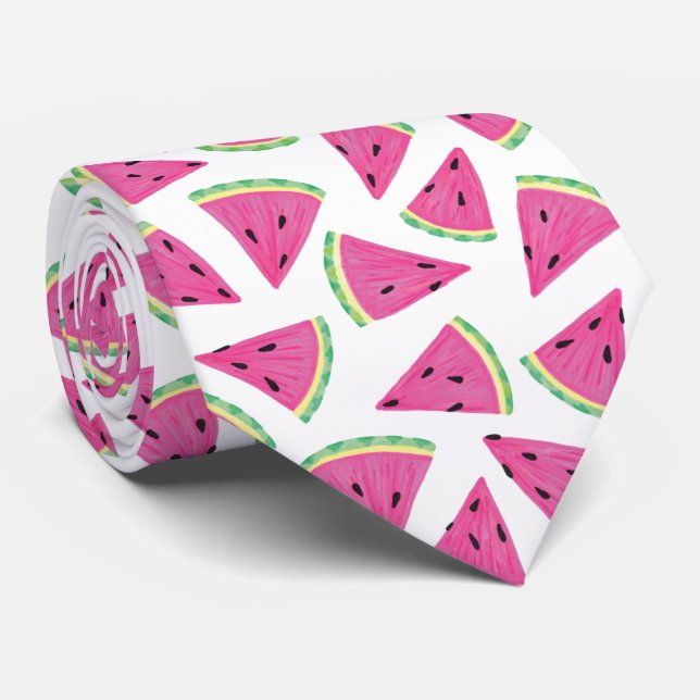 Corbata Patrón de sandía rosa (Enrollado)