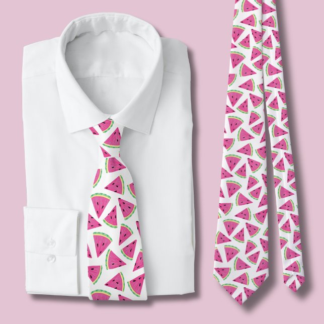 Corbata Patrón de sandía rosa (watermelon Fruit pattern tie)