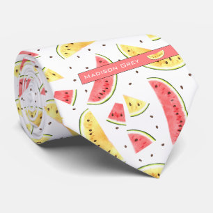 Corbata Patrón de sandías de color rojo y amarillo