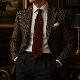 Corbata Patrón de seda de herencia ecuestre de lujo