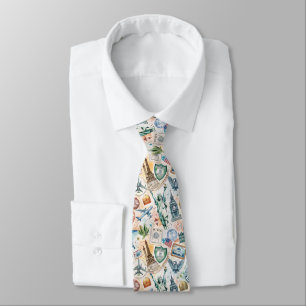 Corbata Patrón de sello de viaje por el mundo vintage (6)