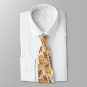 Corbata Patrón de sello de viaje por el mundo vintage (9)