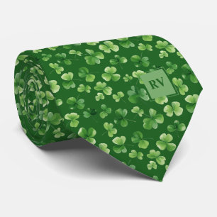 Corbata Patrón de Shamrock verde esmeralda monogramado