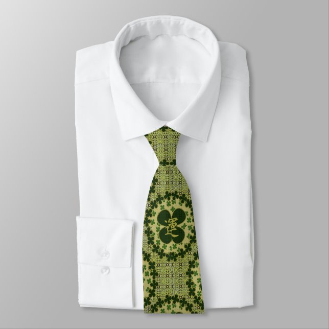 Corbata Patrón de Shamrock verde Lucky (Atado)