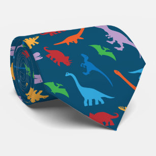 Corbata Patrón de silueta de siete especies de dinosaurios