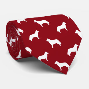 Corbata Patrón de siluetas de perro Husky Siberiano Rojo