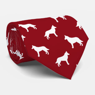 Corbata Patrón de Siluetas de Perro Malinois Belga Rojo