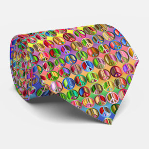 Corbata patrón de símbolos de paz multicolor