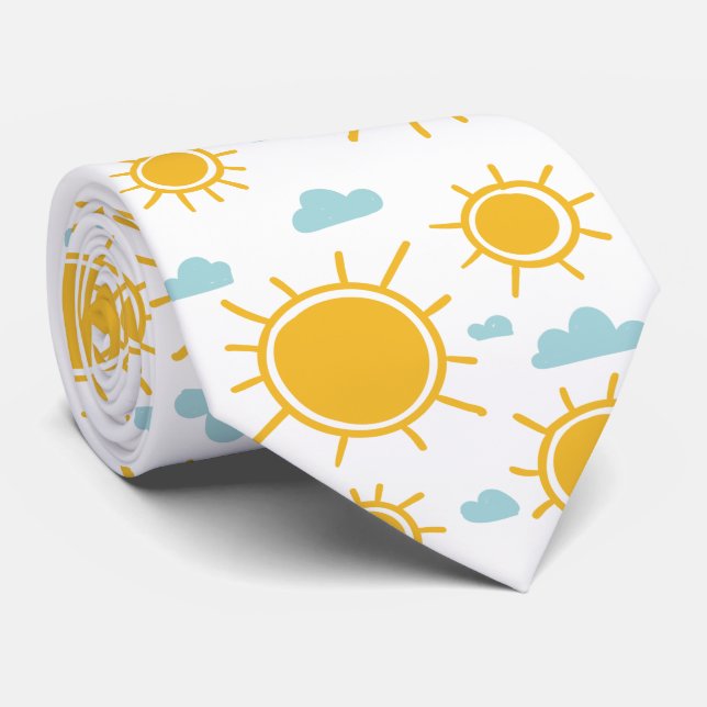 Corbata Patrón de sol de verano dibujado a mano (Enrollado)