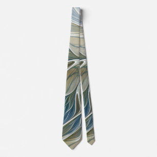 Corbata Patrón de sueño floral abstracto azul caqui fracta