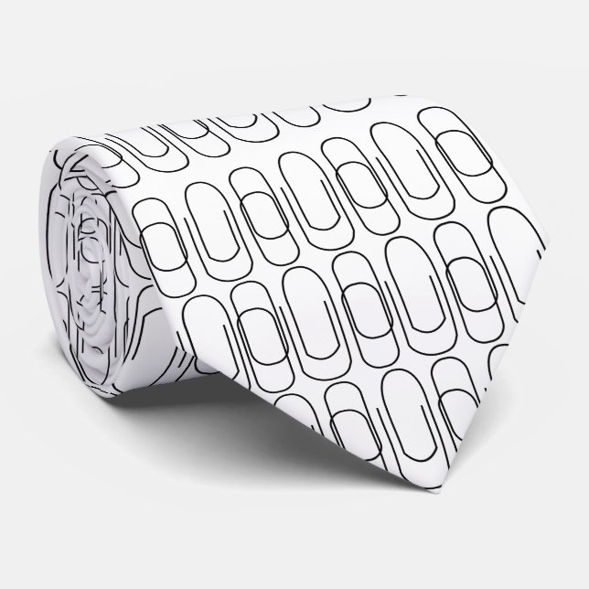 Corbata Patrón de sujetapapeles negro y blanco (Enrollado)