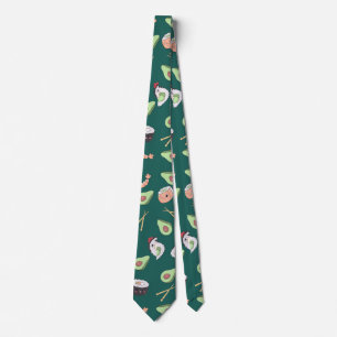 Corbata Patrón de sushi verde suave