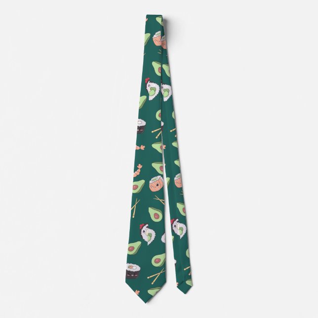 Corbata Patrón de sushi verde suave (Anverso)