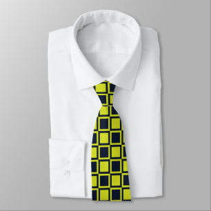 Corbata Patrón de tablero de ajedrez verde azul marino