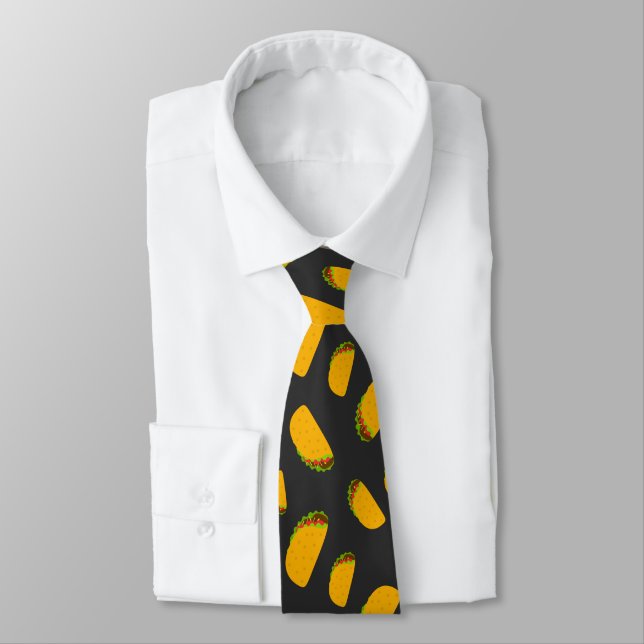 Corbata Patrón de taco rico y divertido gris oscuro (Atado)