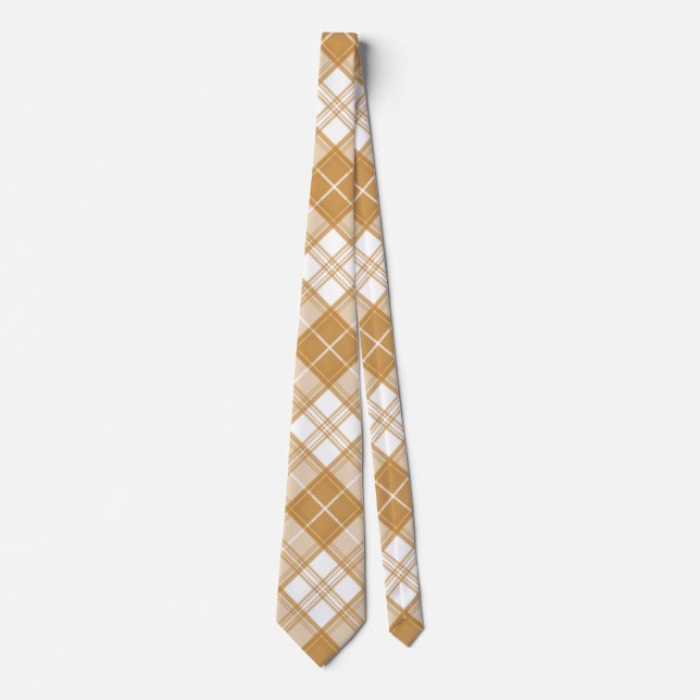 Corbata Patrón de Tartán Blanco Marrón yxm0uat9 (Anverso)