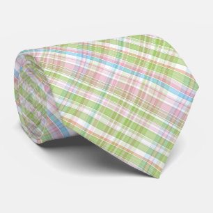 Corbata Patrón de Tartán de Cuadros en Diagonal Pastel Col