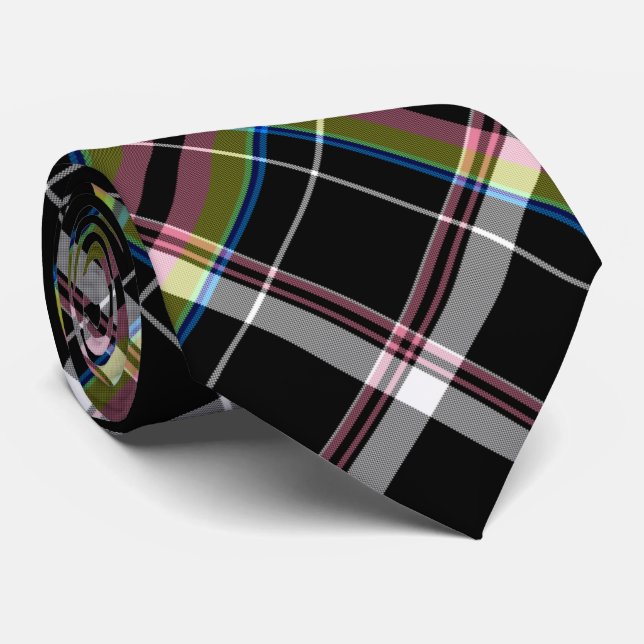 Corbata Patrón de tartán olivo y negro (Enrollado)