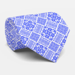 Corbata Patrón de tártaro de Henna azul y blanco